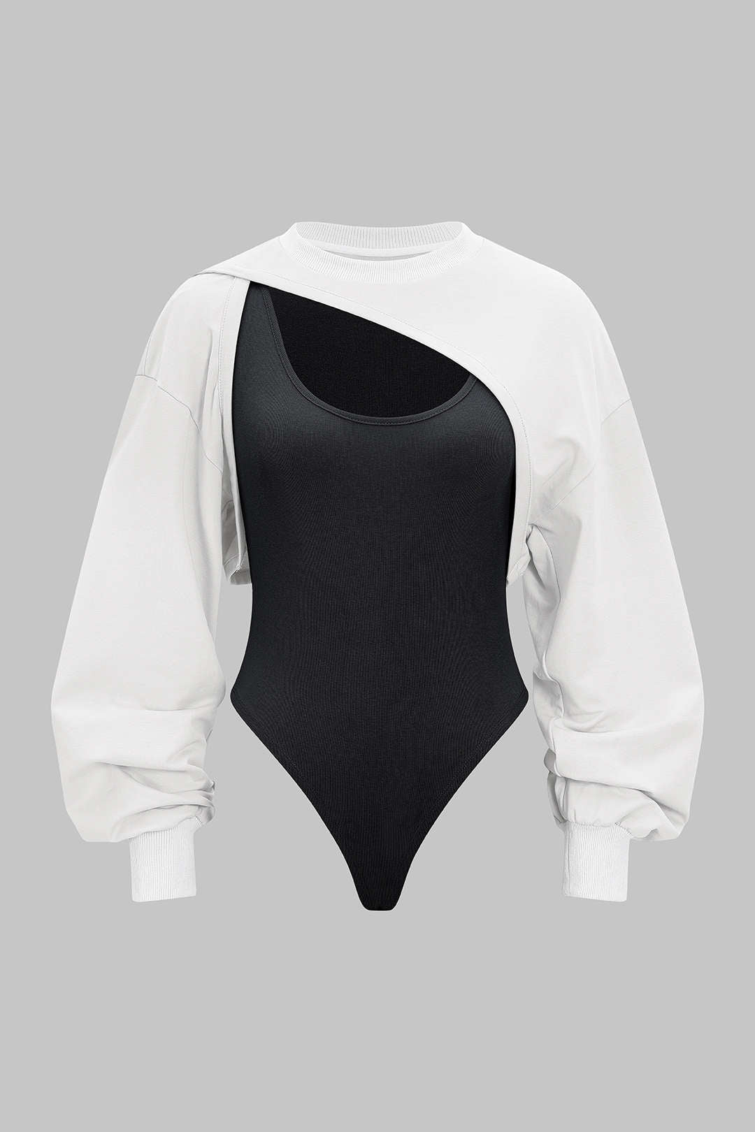 Contrast Two-Piece Long Sleeve Bodysuit