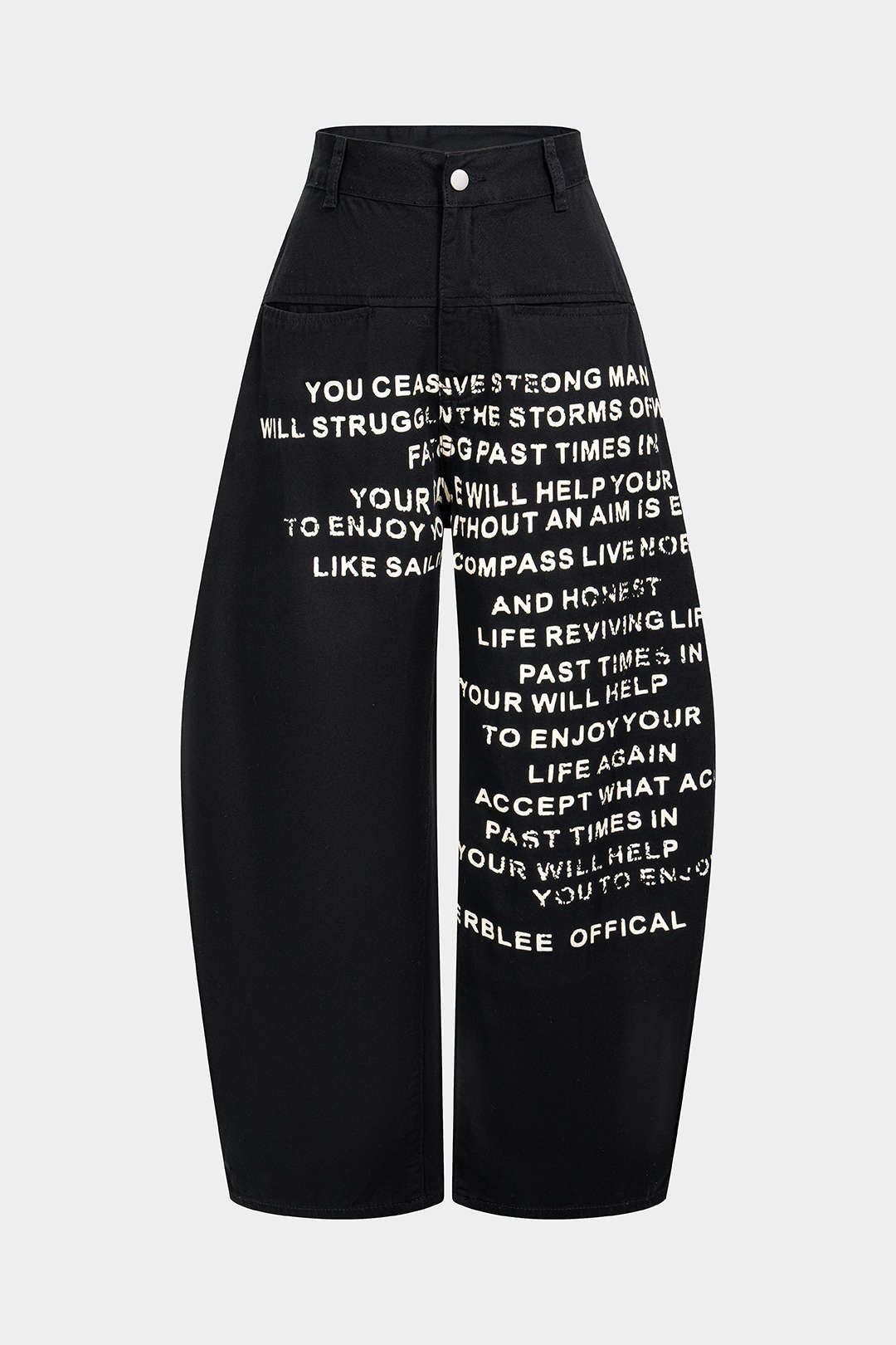 Letter Print Straight Leg Barrel Jeans