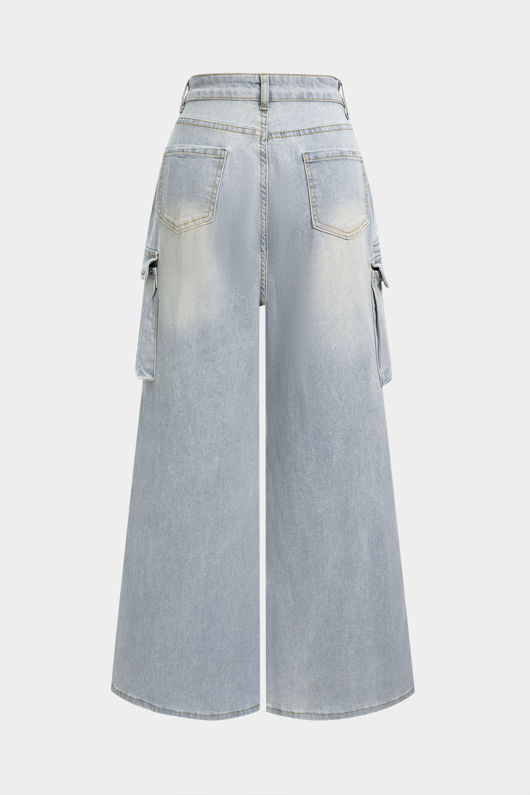 Denim Pocket Wide Leg Jeans