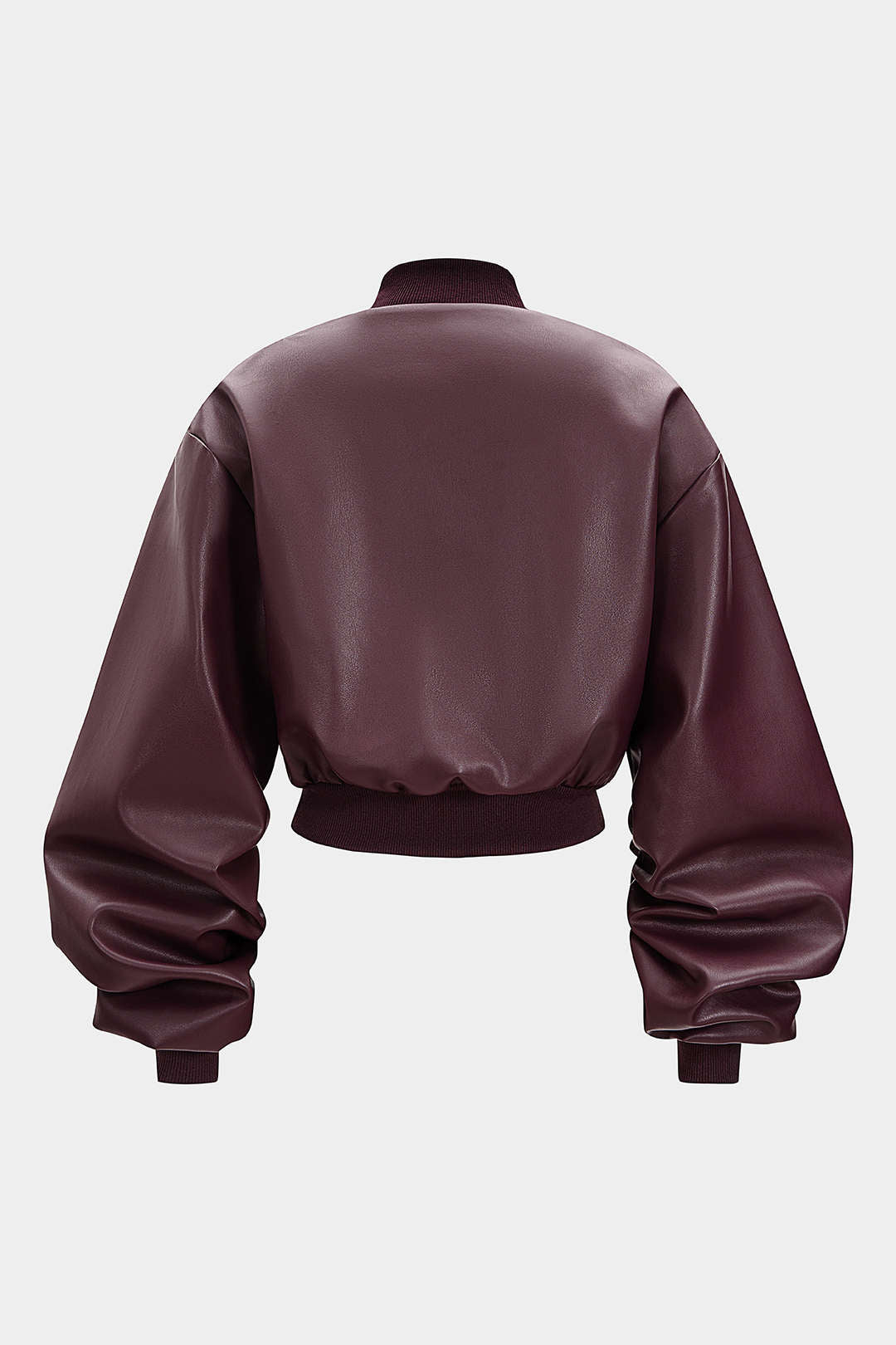 Faux Leather Patchwork Ribbed Jacket