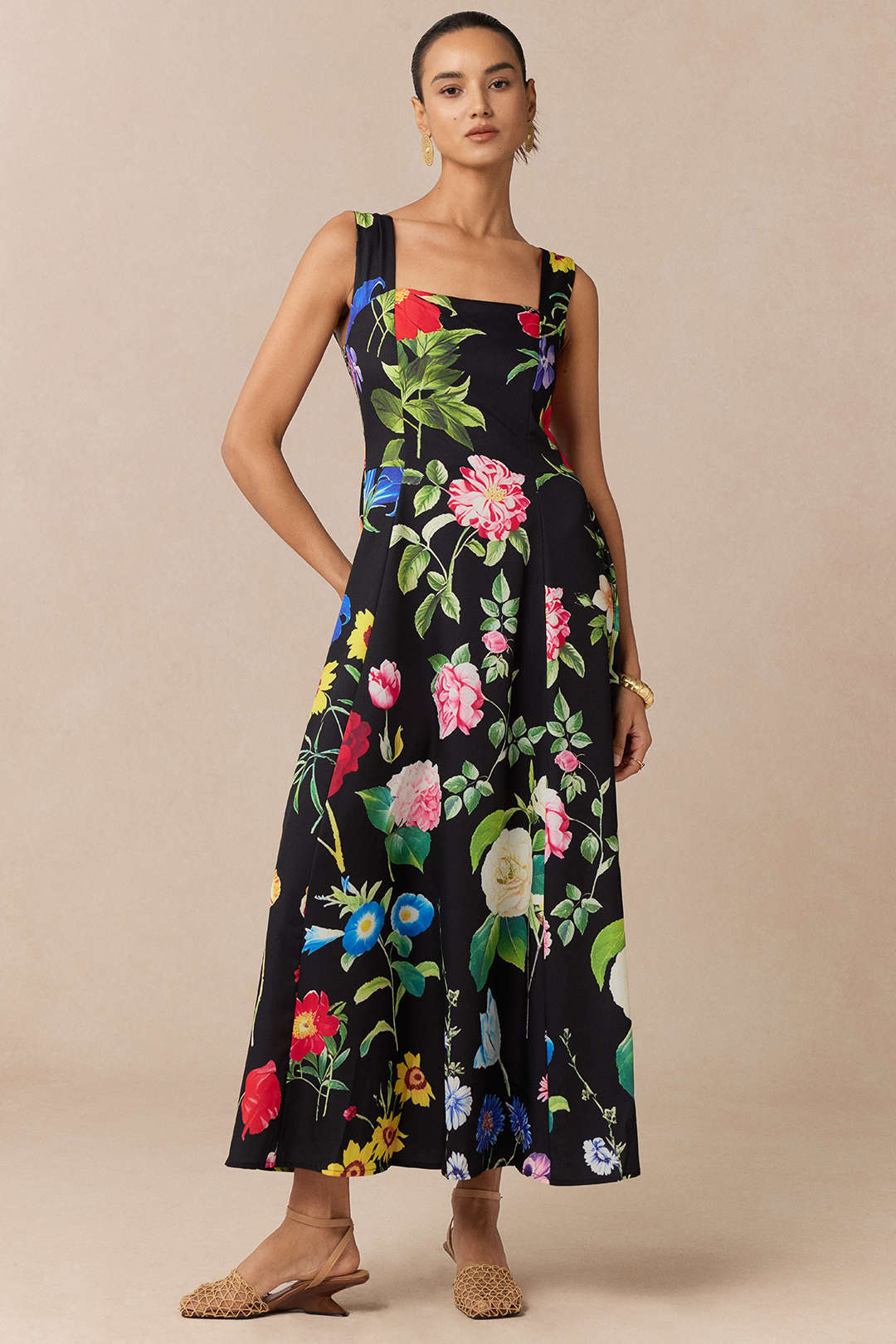 Floral Print Sleeveless Maxi Dress