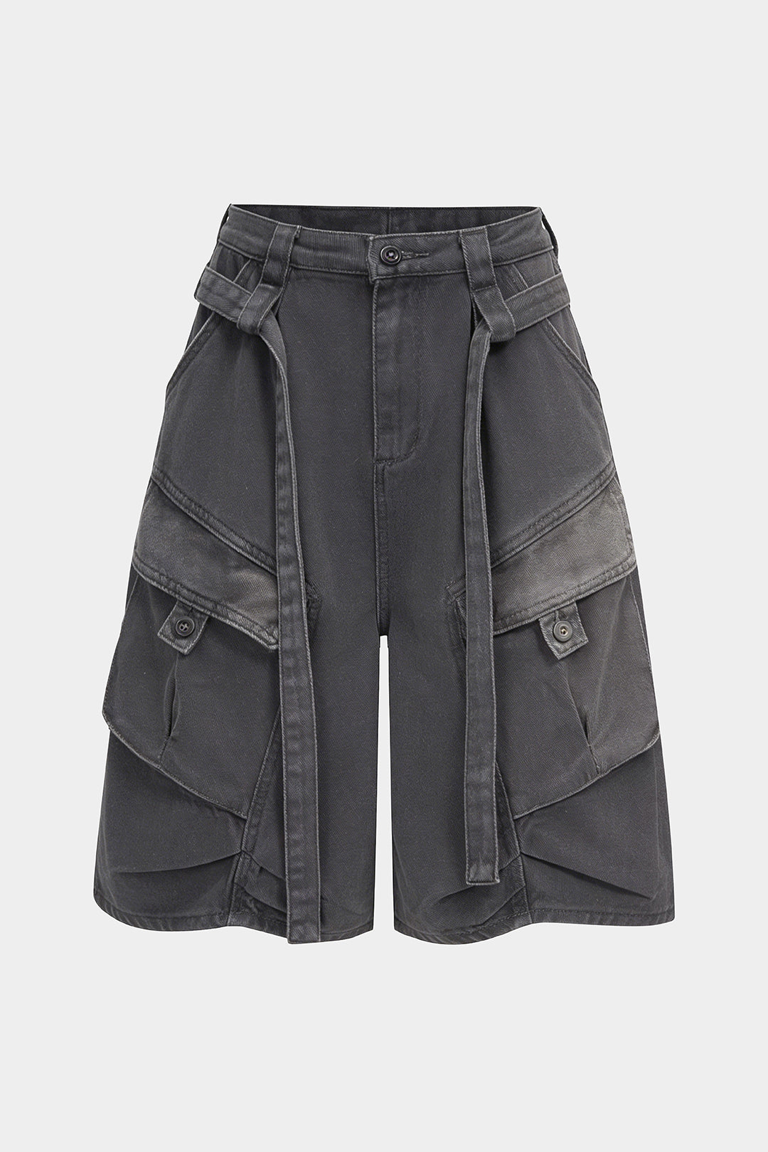 Denim Belted Pocket Shorts