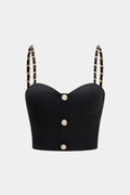Metallic Chain Zipper Cami Top
