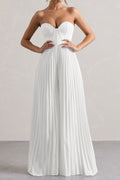 Pleated Zipper Corset Strapless Jumpsuit