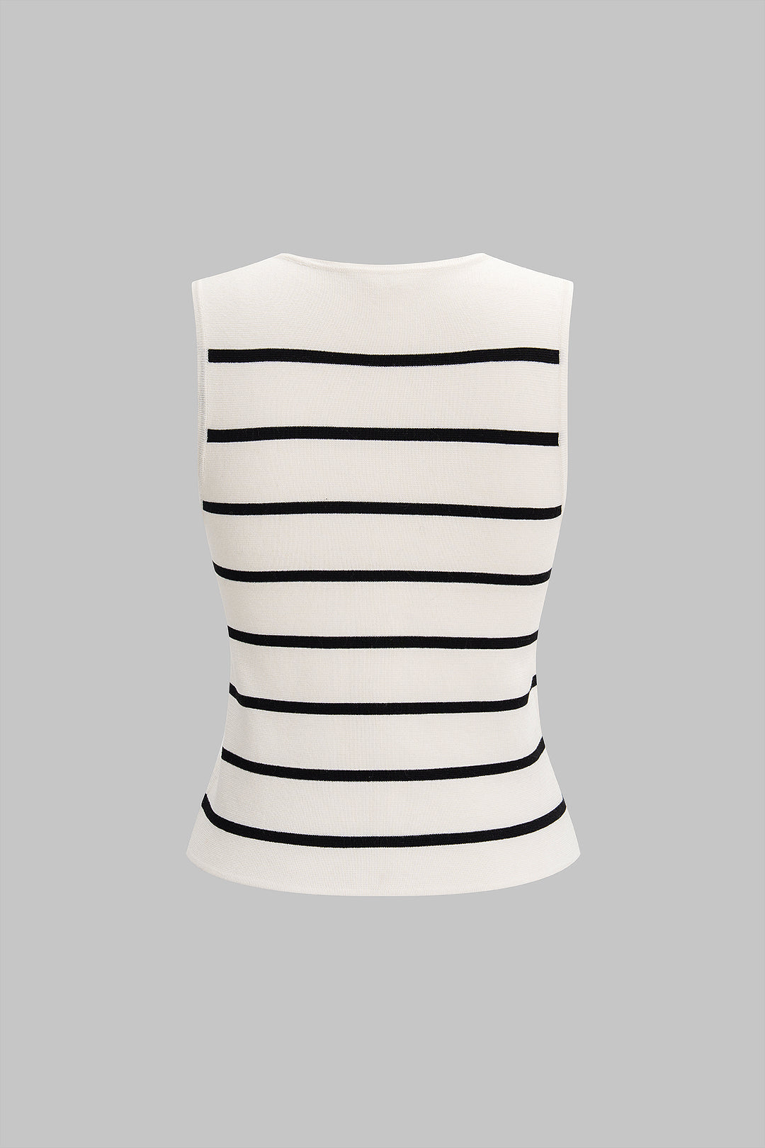 Knit Stripes Print Irregular Metallic Button Tank Top