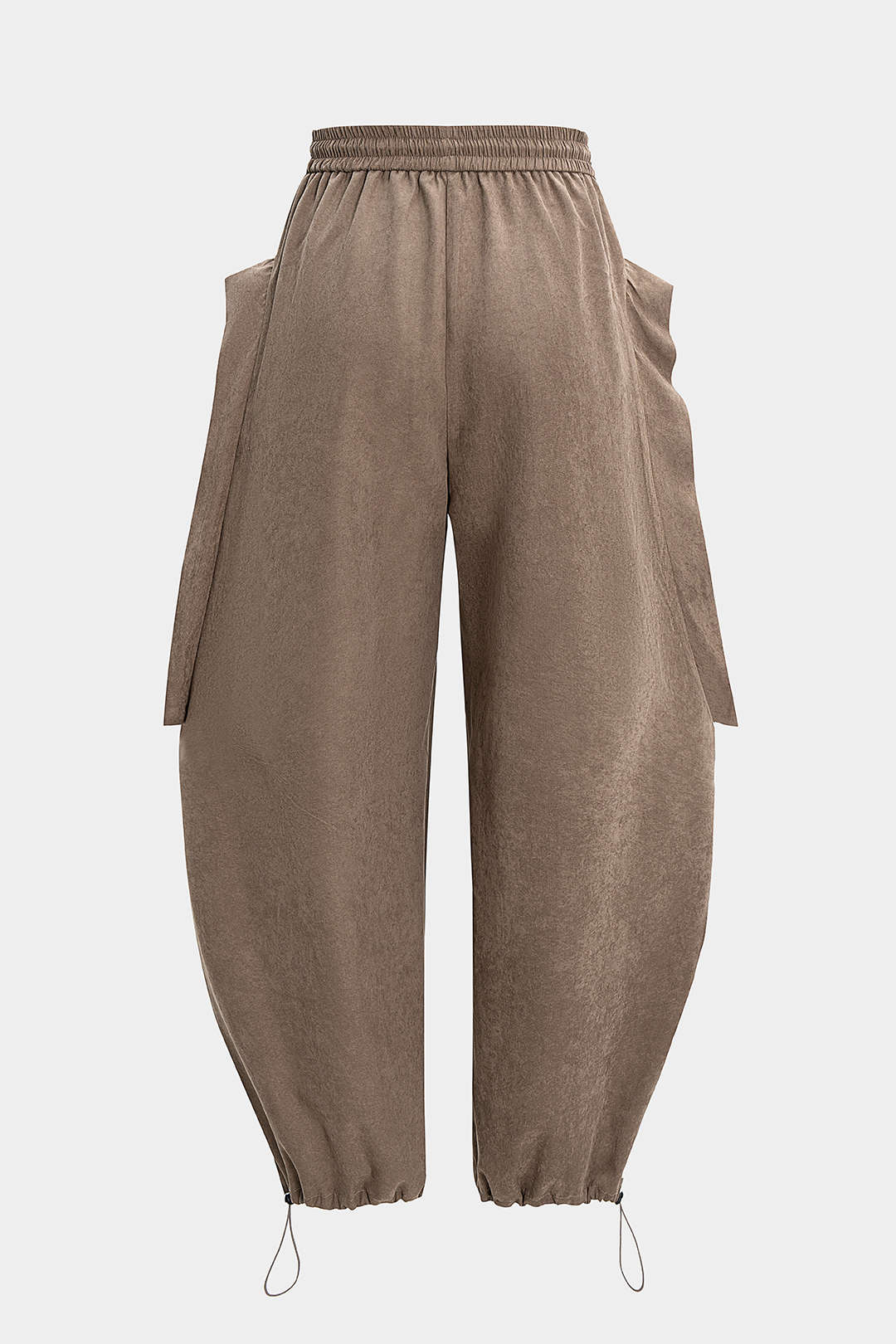 Shirred Waistband Drawstring Barrel Pants