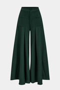 Ruched Zipper Pocket Wide Leg Trousers