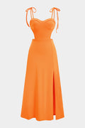 Tie-Up Backless Sleeveless Slip Maxi Dress