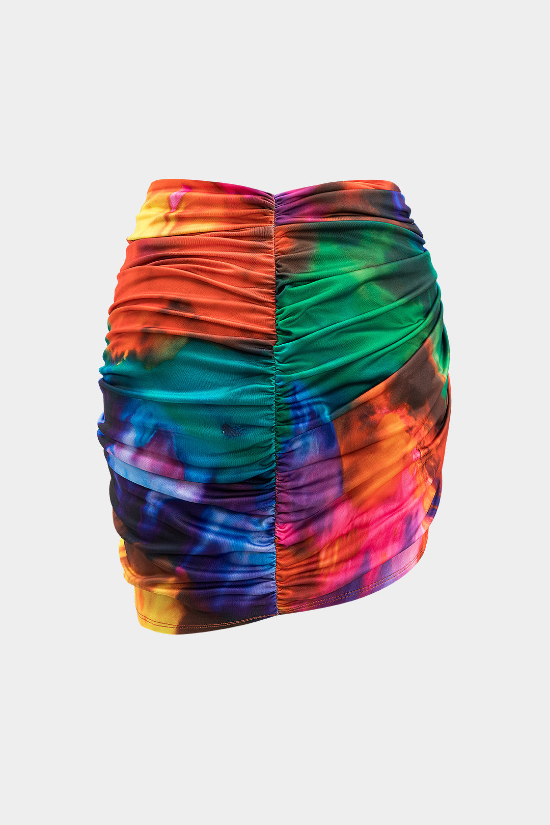 Tie Dye Ombre Print Ruched Twist Knot Skirt