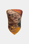 Retro Print Satin Tie-Up Tube Top