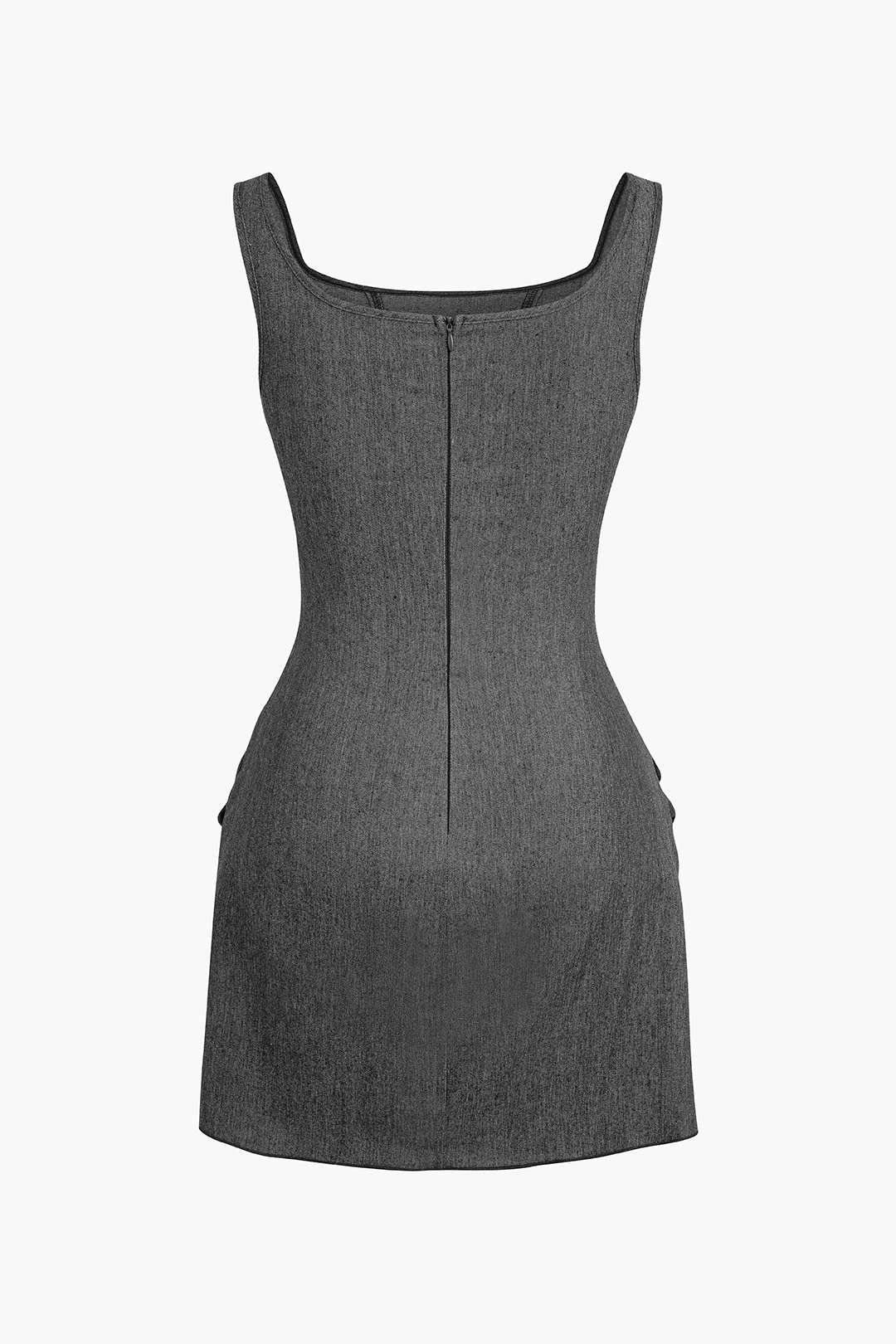 3D Flower Ruched Tank Denim Dress