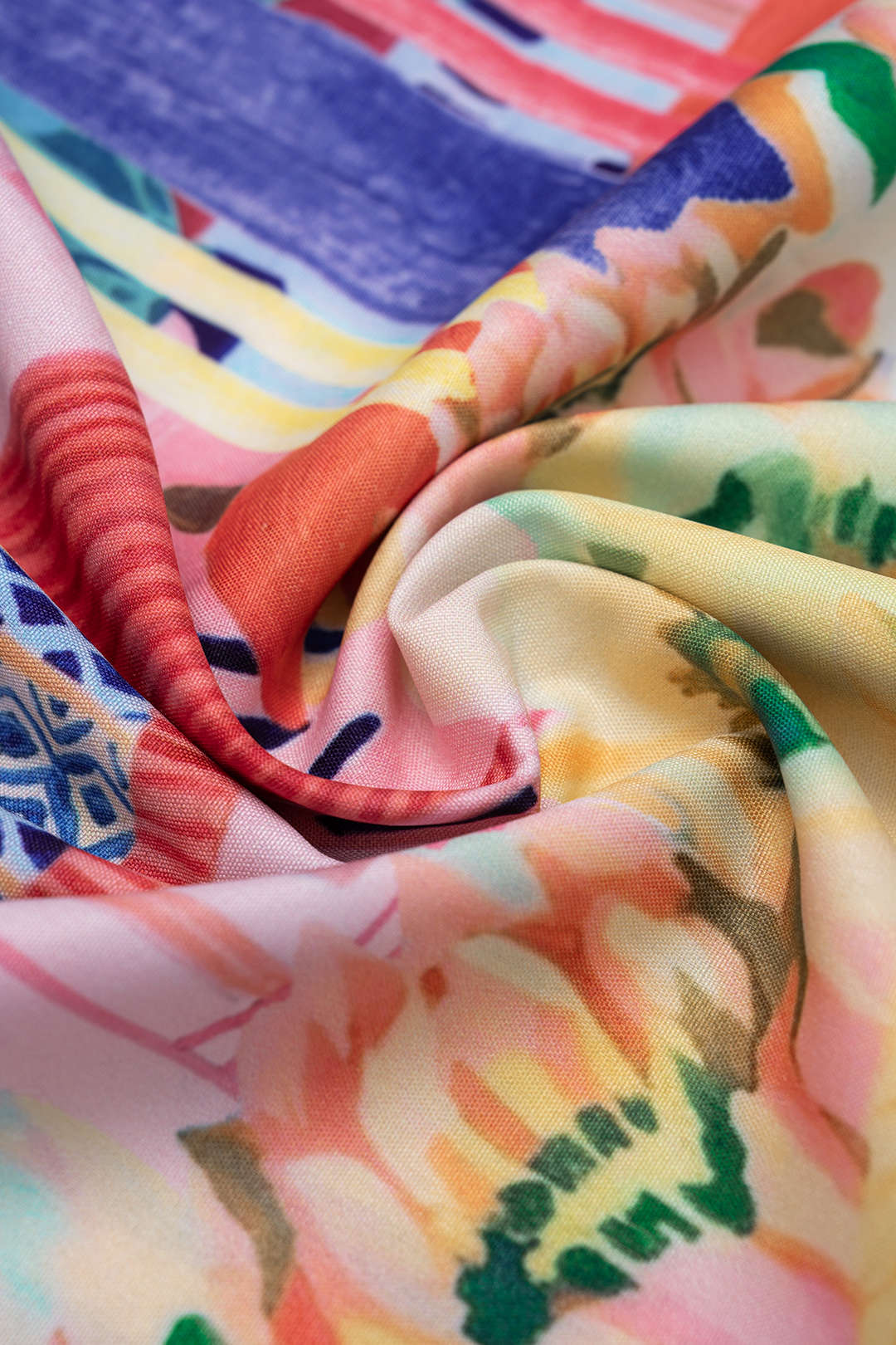 Floral Stripes Print Sleeveless Maxi Dress