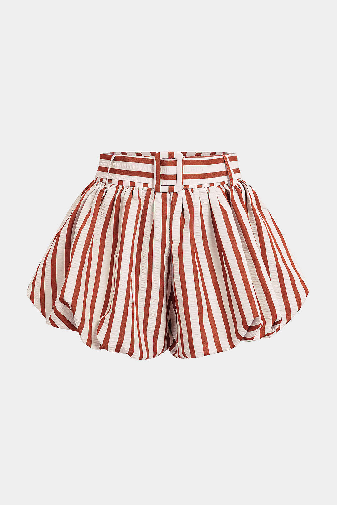 Striped Textured Ruched Shorts