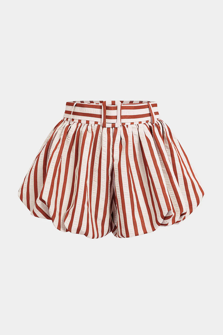 Striped Textured Ruched Shorts