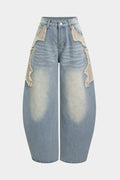 Button Pocket Wide Leg Jeans