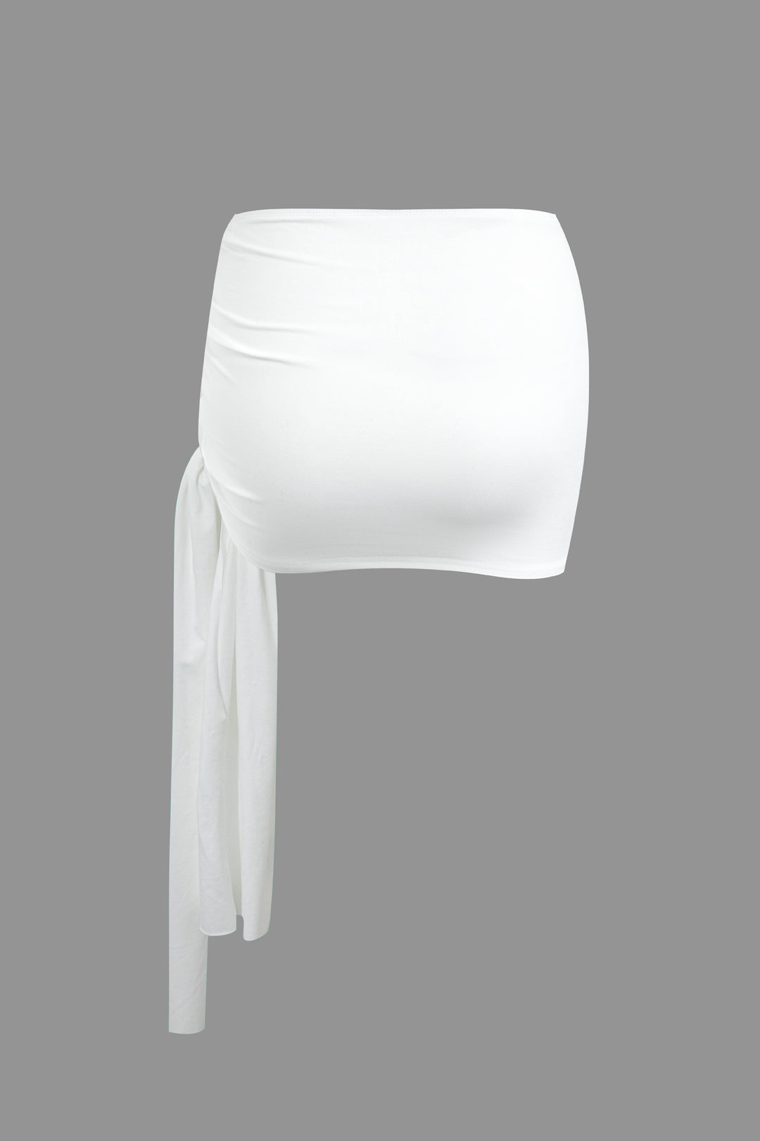 Basic Asymmetrical Ruched Crop Top And Tie Mini Skirt Set