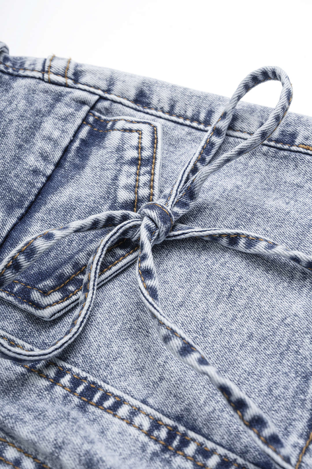 Denim Belted Tie-Up High Waist Shorts