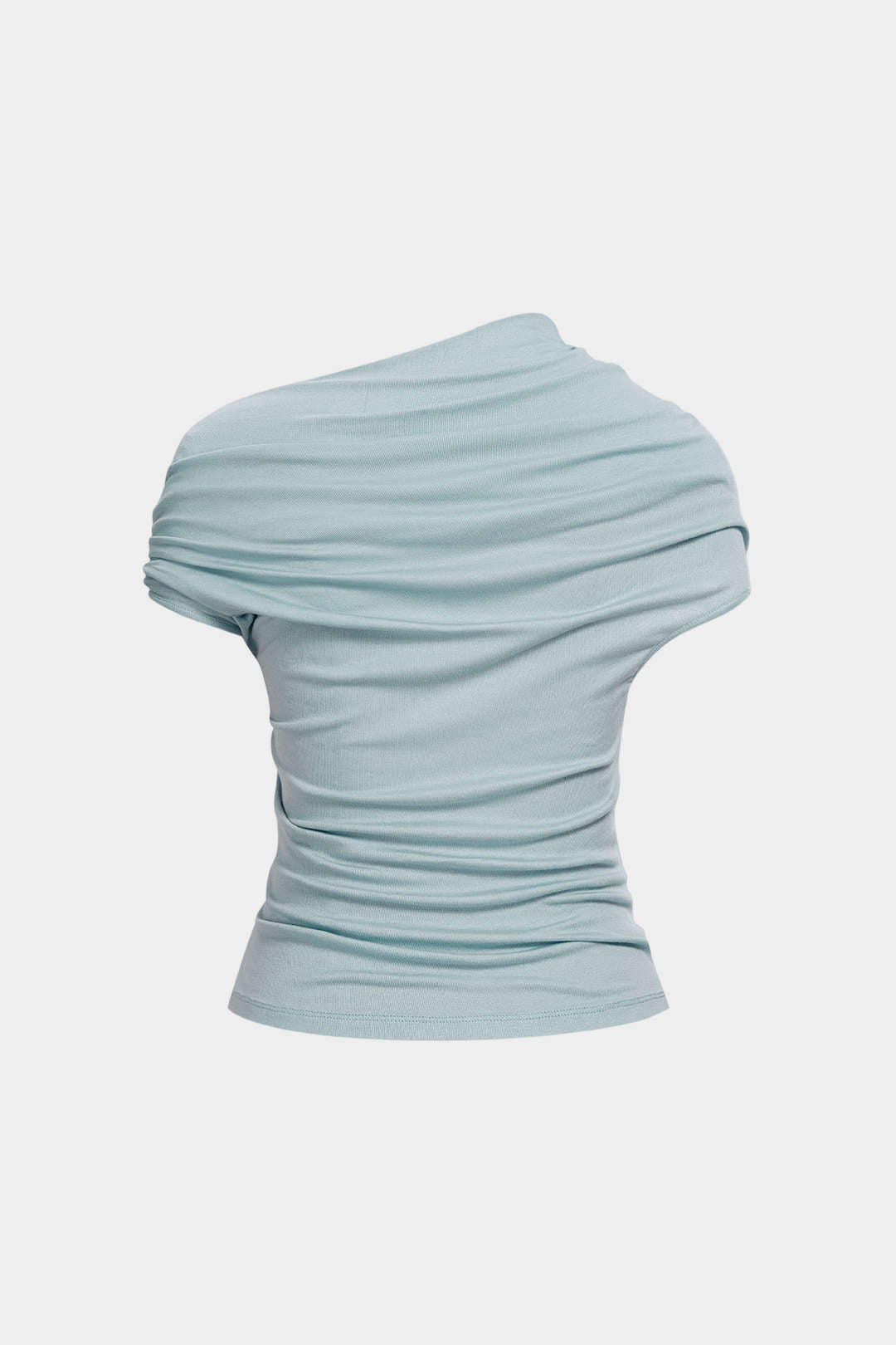 Solid Asymmetrical Ruched Top