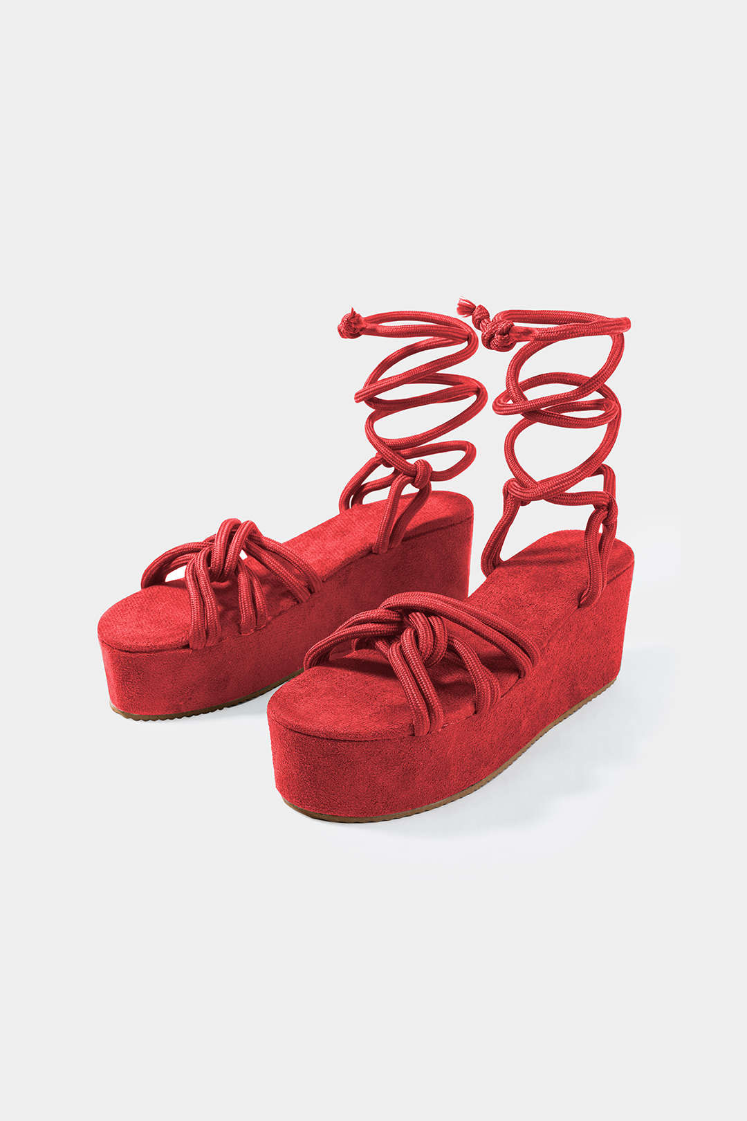 Tie-Up Open Toe Platform Flats Sandals