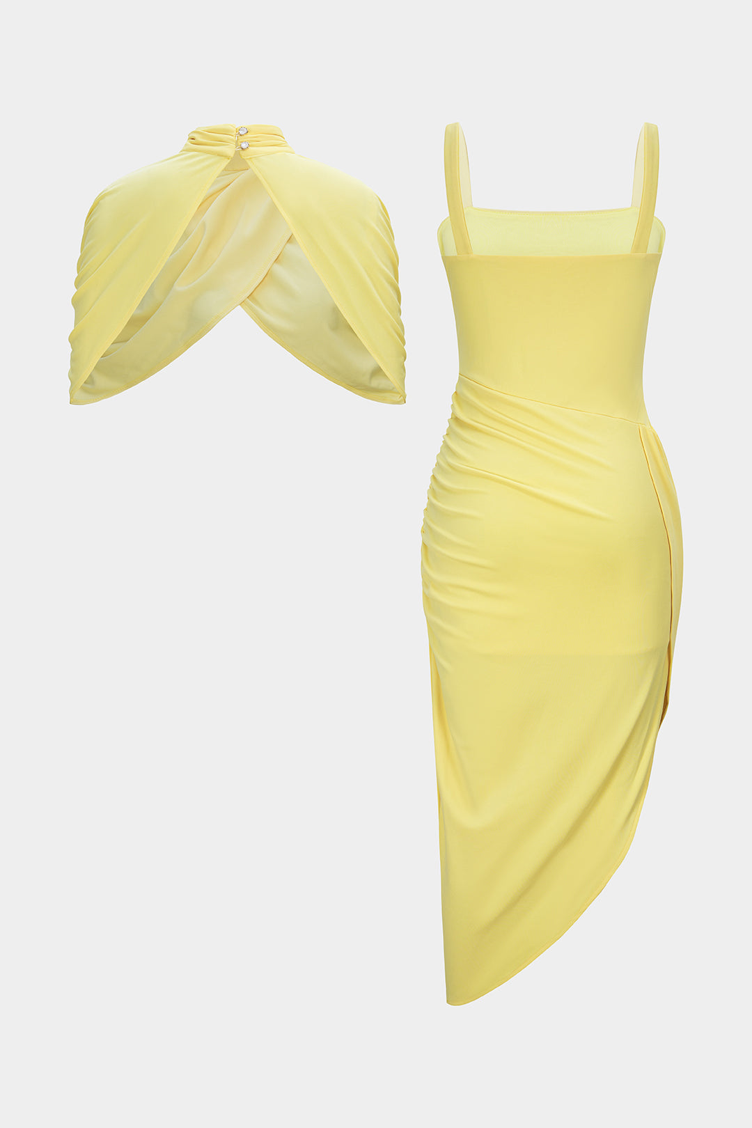 Mesh Mock Neck Cover Up And Asymmetrical Sleevelss Dress