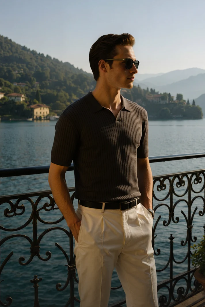 "Premium Ribbed Polo"